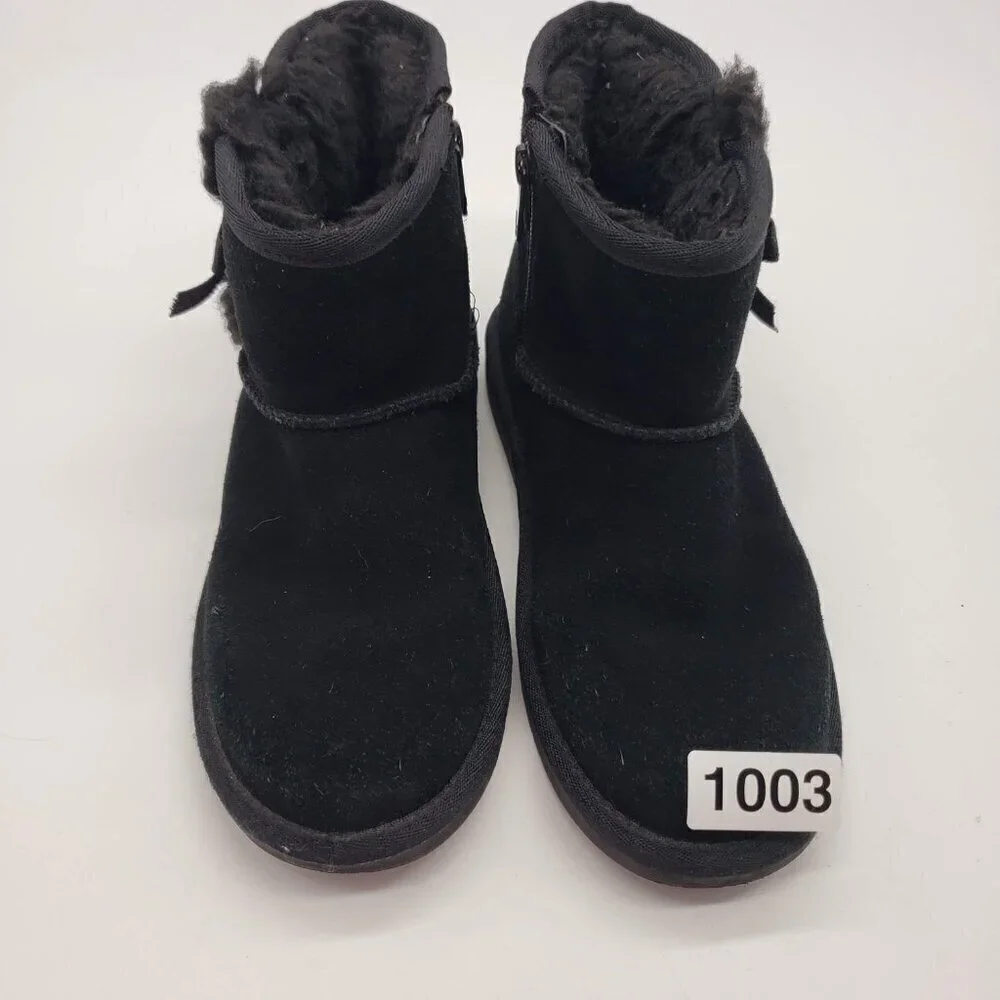 Koolaburra by UGG 1117810 Victoria Mini Ankle Boot Suede Black Youth 2 side bows